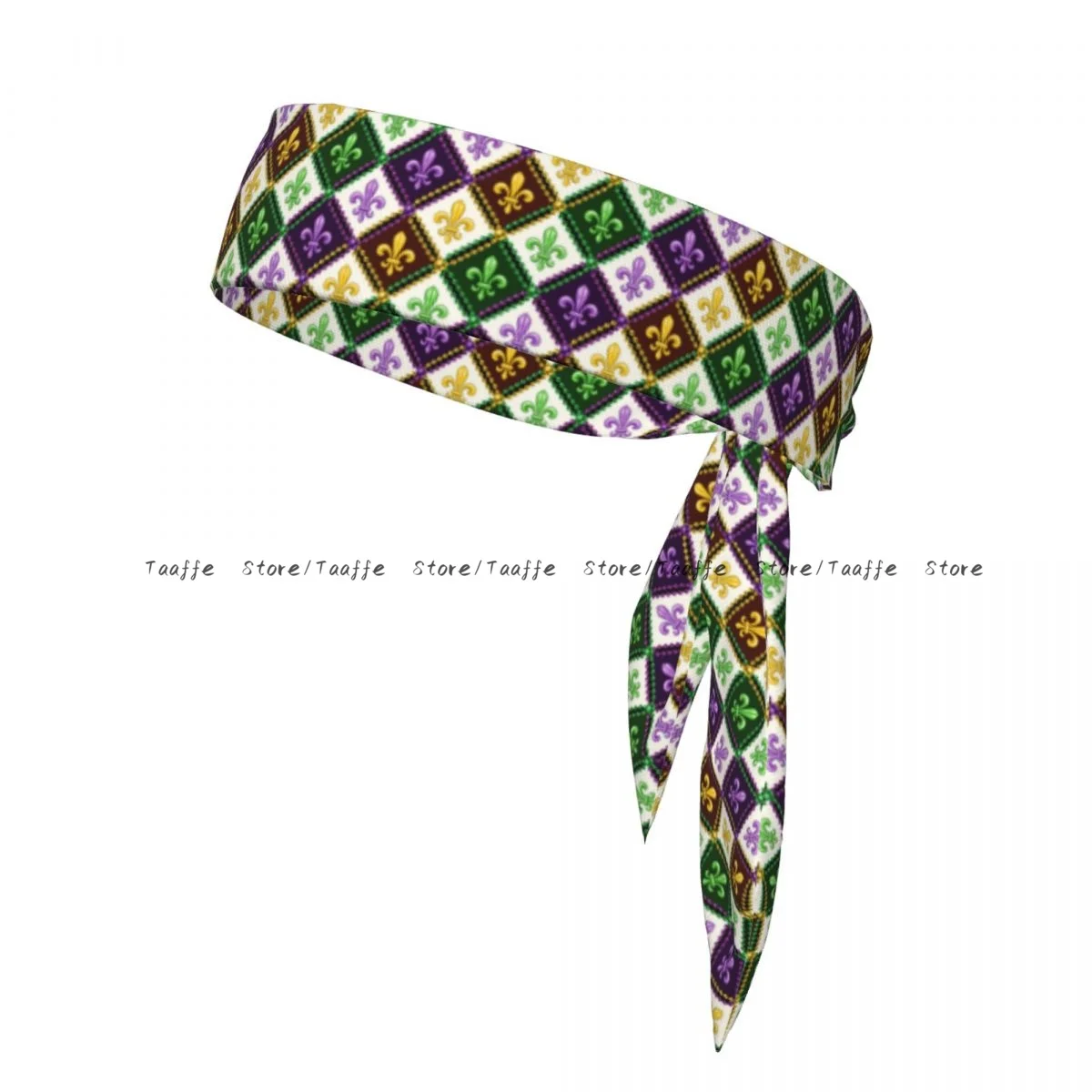 Head Tie Bandana Geometric Fleur De Lis Mardi Gras Head Scarf Wrap Outdoor Sports Sweatband