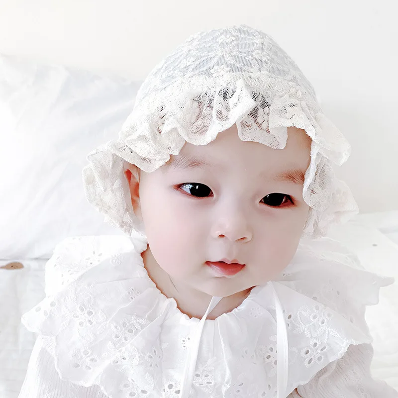 Lace Court Baby Hat Soft Breathable Cotton Newborn Infant Bonnet Cap Summer Summer Girl Sun Hat