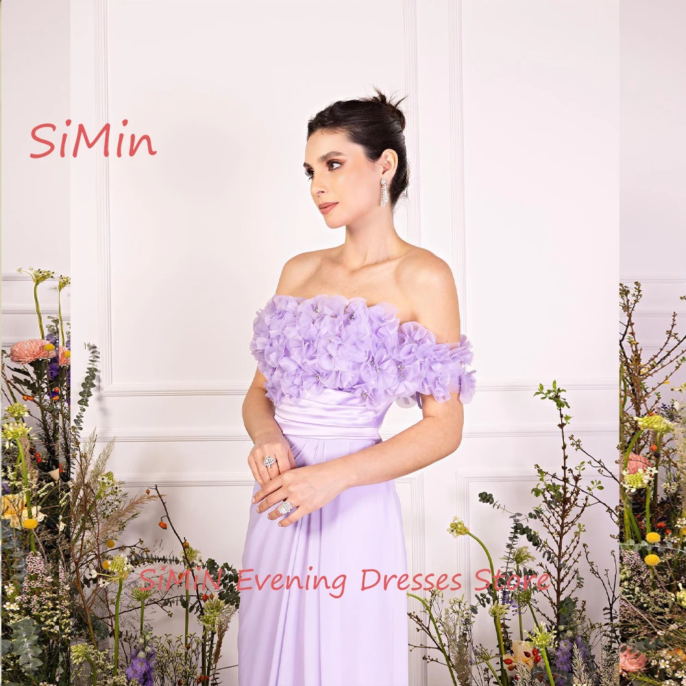 Simin Saudi Strapless Flower Mermaid Backless Crepe Sleeveless  Zipper Up Floor-Length Arab Evening Party dresses for women 2024