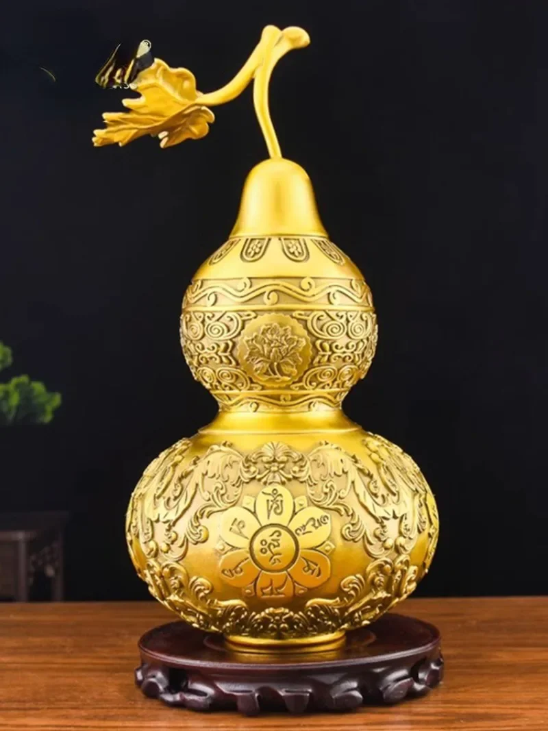 All-copper gourd lucky ornament, living room home Furushou wine cabinet, high-end light luxury new home decoration