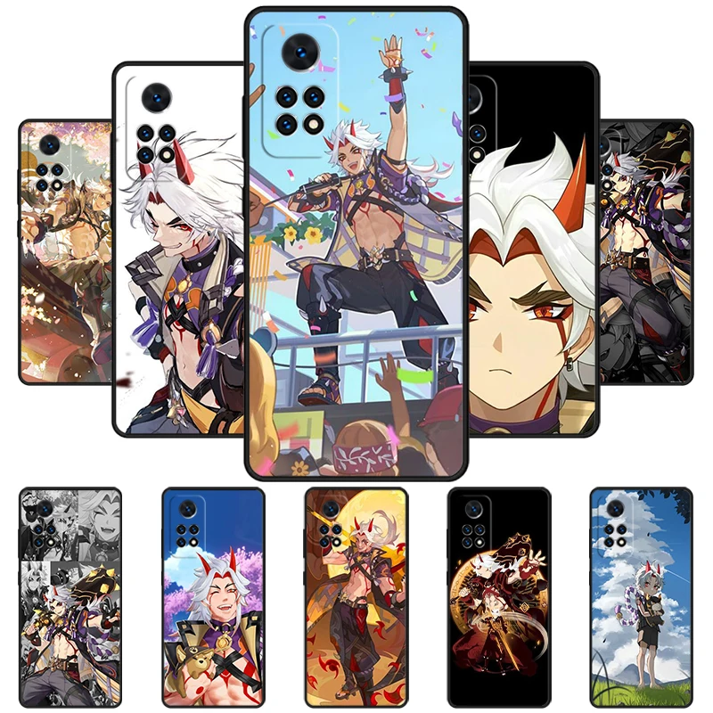 Genshin Impact Arataki Itto Phone Case For Redmi Note 11 EPro 11S 10T 9S Promax 8 Pro Xiaomi Mi 11 12X 12S Ultra Cover