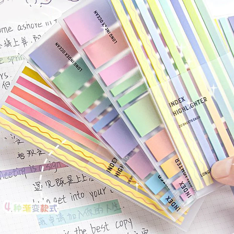 160Sheets Ins Style Gradient Color Sticky Note Kawaii Waterproof Label Sticker Scrapbooking Memo Pad Student Stationery Supplies