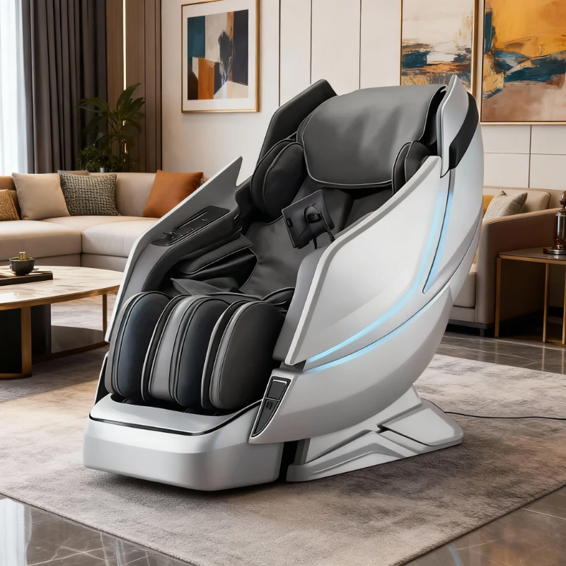 

Massage Chair with Voice Control, Full Body Elastic Massage Chair with Voice Control, Heating, LCD Remote Control, Foot Rolle
