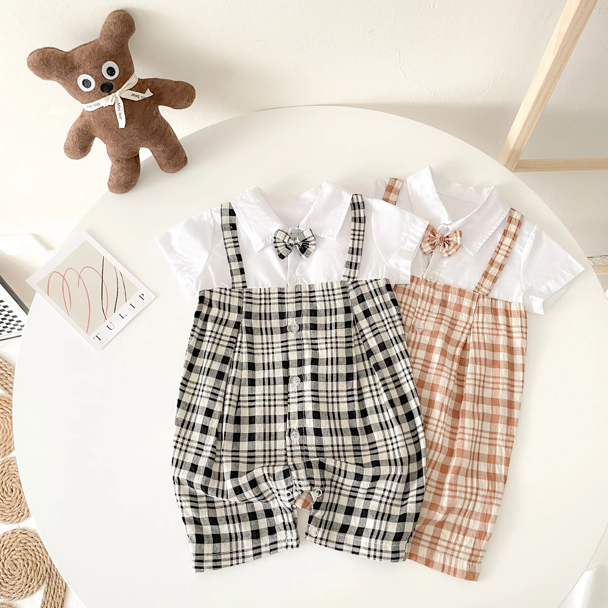 Sanlutoz Gentle Baby Boys Summer Clothing Plaid Cotton Short Sleeved Infants Romper Casual