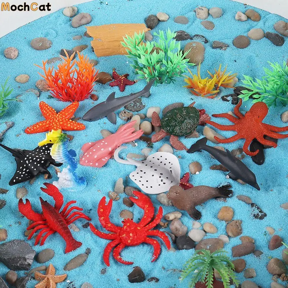 

12pcs Plastic Sea Life Animals Model Shark Turtle Crab Starfish Ocean Animals Ornaments Realistic Collectible