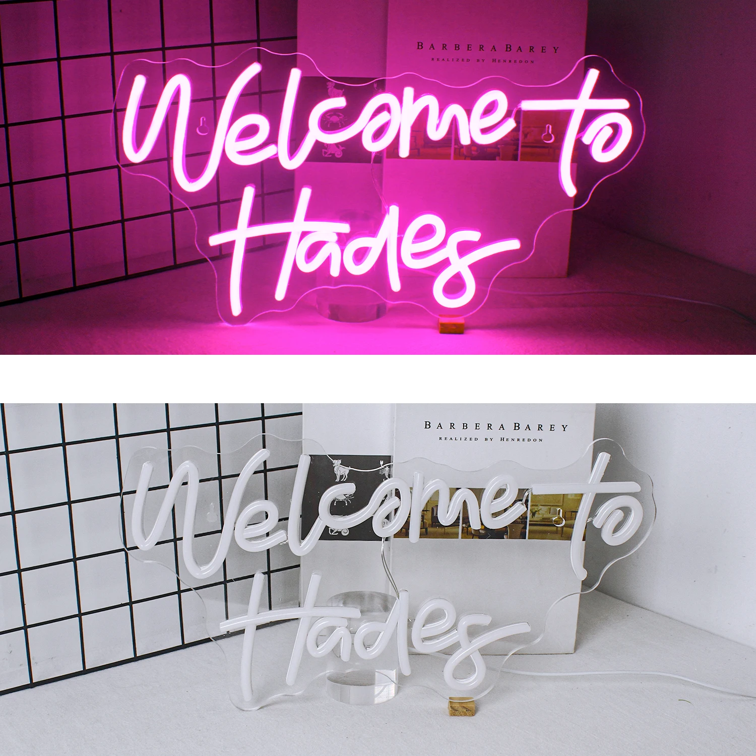 Welcome To Hades Neon Signs Dimmable Pink LED Lights Wall Decor Theme Romm Decoration For Bedrooms Hotels Bars Cafes Neon Lamp