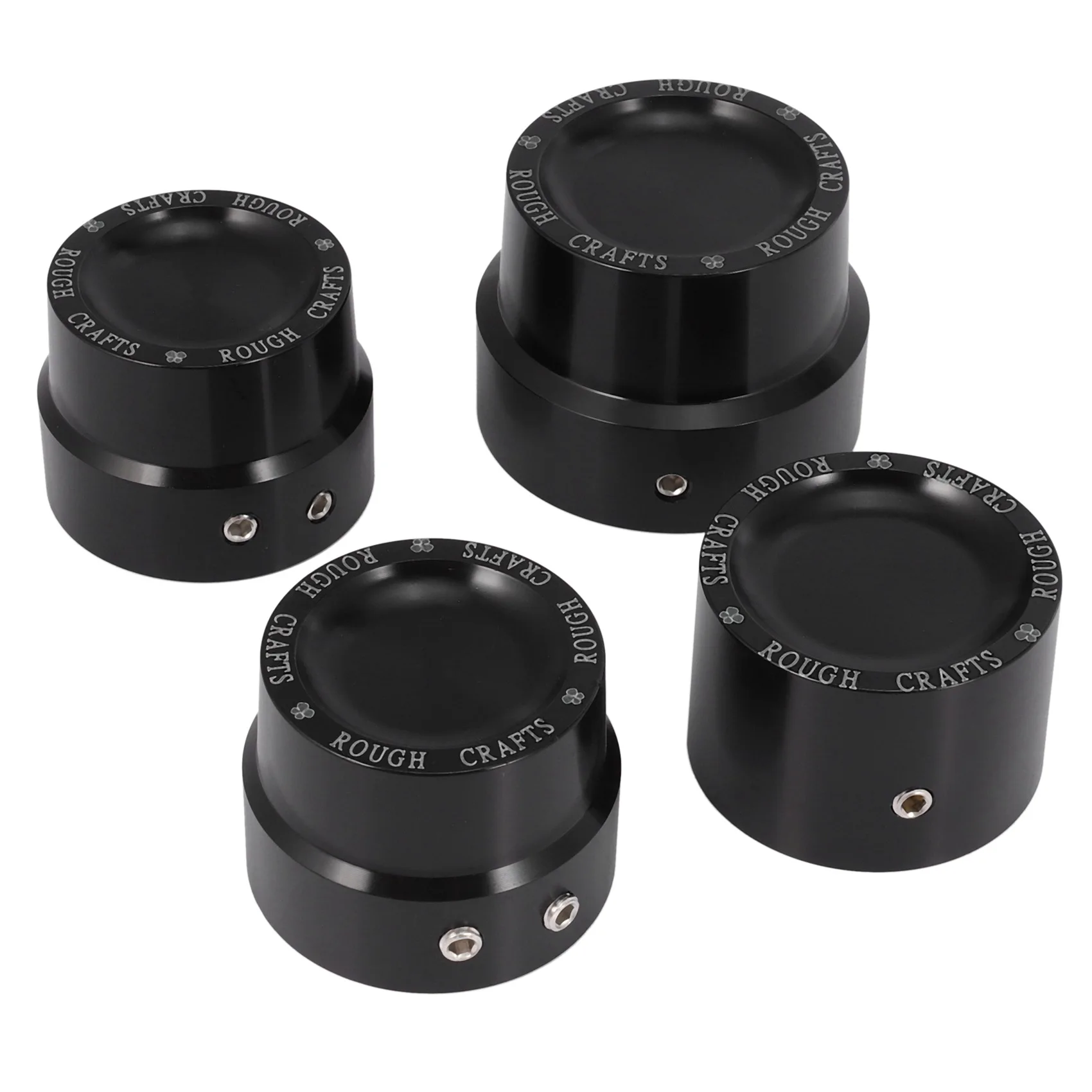 4 Pcs Black Aluminum Rough Craft Carving Front & Rear Axle Nut Covers Fit for Sportster XL883 XL1200 Touring V-Rod