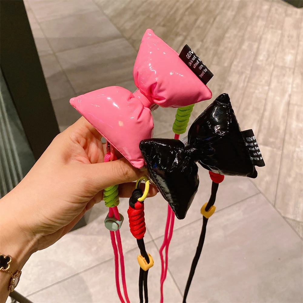 

Милый ярко-розовый пуховик с бантом, зажим для телефона, ремешок через плечо, ремешок, браслет для телефона, шнурок с защитой от потери, ювелирные изделия для девушек и женщин