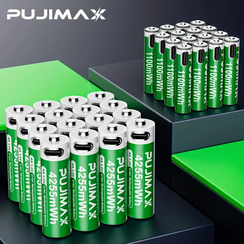 

PUJIMAX 1.5V AA/AAA 4255mWh/1100mWh 1.5V Lithium Rechargeable Battery Type-C Fast Charger High Capacity Electronic Keyboard