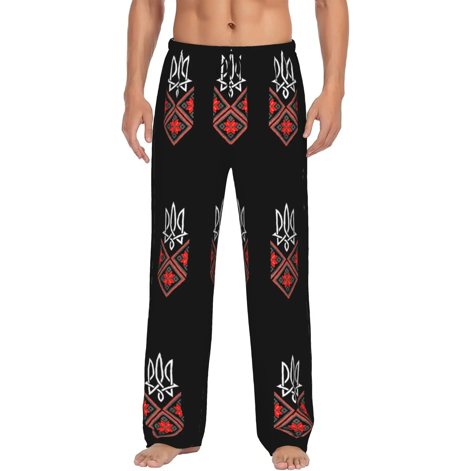 

Custom Ukraine Flag Pajama Pants Men Lounge Sleep Drawstring Sleepwear Bottoms with Pockets