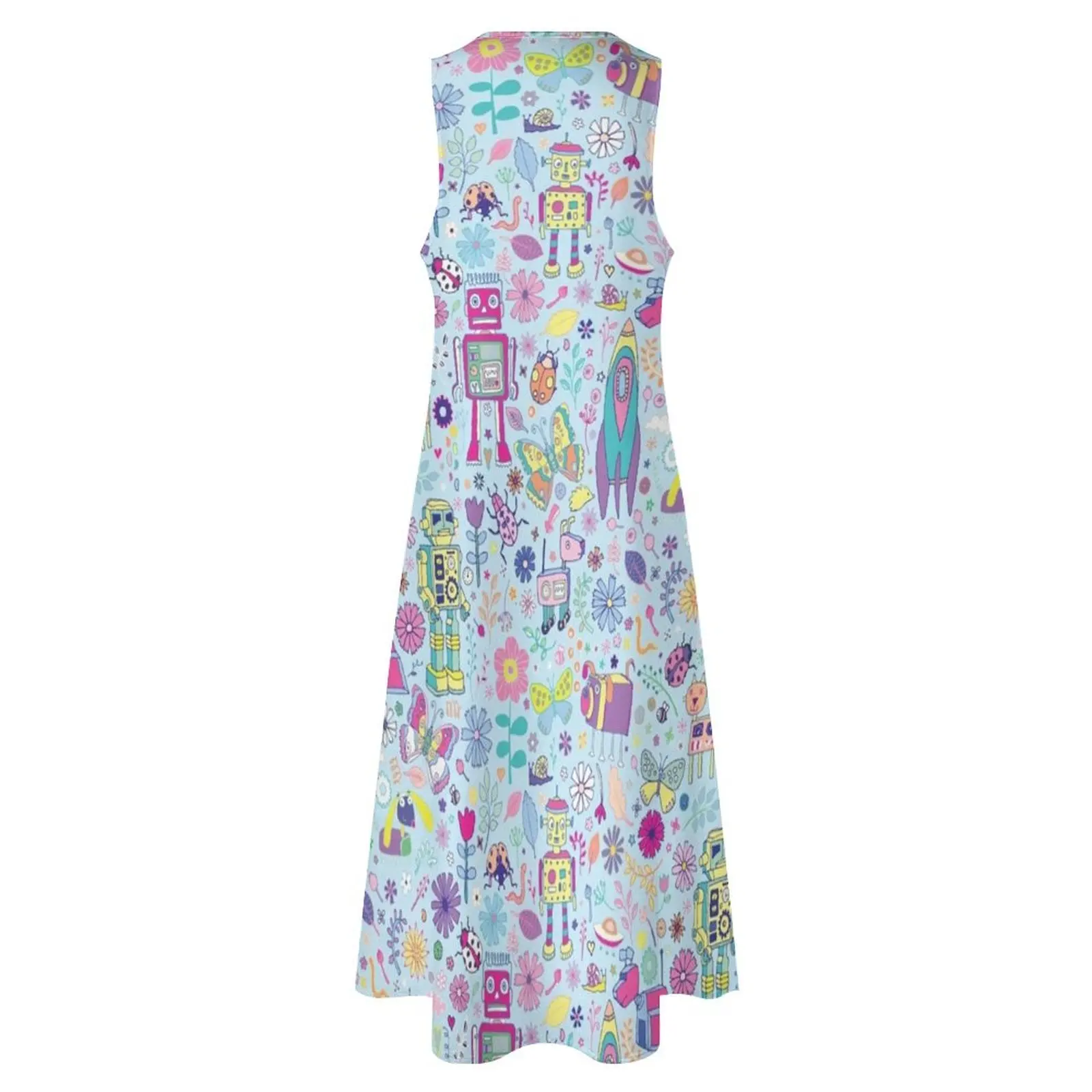 Electric Dreams - ลายหุ่นยนต์ลายดอกไม้แสนสนุกโดย Cecca Designs Long Dress Dress ชุดเดรสงานพรอมวินเทจ 2025 Dress