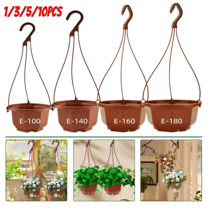 6.5/8.5/10/11cm Hanging Flowerpot Plastic Flower Pot Succulent Planter Orchid Hanging Pot For Balcony Garden Planting Supplies