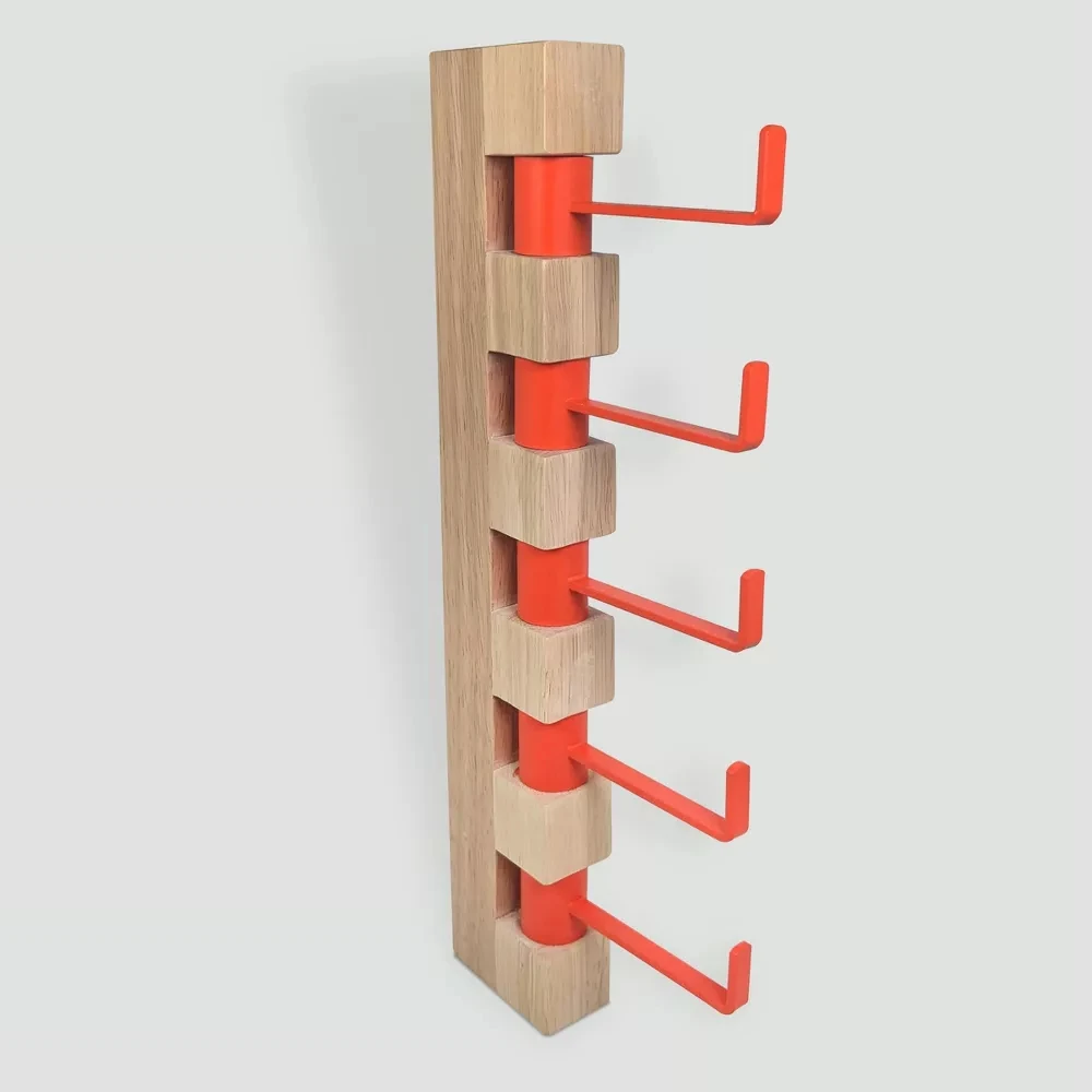 

Swivel Towel Hook with 5 Arms,Rotating Vertical Red Metal Towel Hooks with Wood Frame for Bedroom,Entryway,Living Room,Bathroom