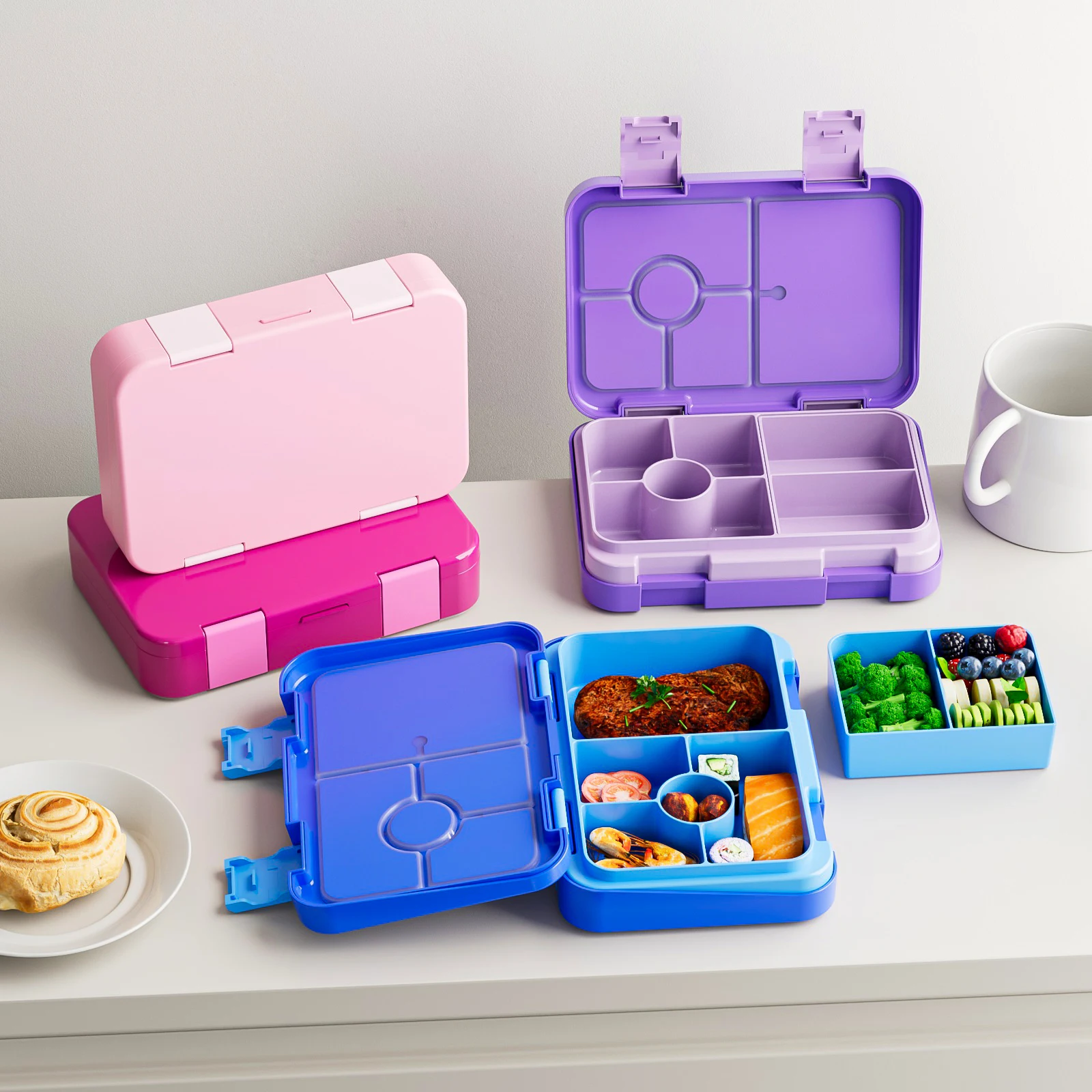 Entzückende Kinder-Lunchbox für Studenten, mikrowellengeeignet, Reise-Bento-Box, Halloween-Behälter, tragbar, auslaufsicher, Obstsalat, Bento-Box – Detail 12