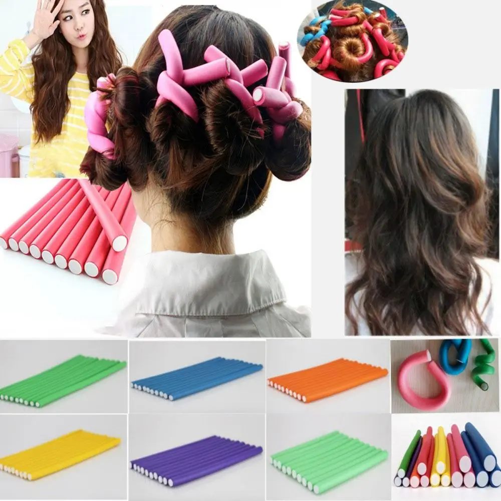 6 pcs/Lot Bendy Soft Sponge Hairdressing Heatless Curling Rod Hair Styling Tool Hair Curler Roller Twist Curls Tool