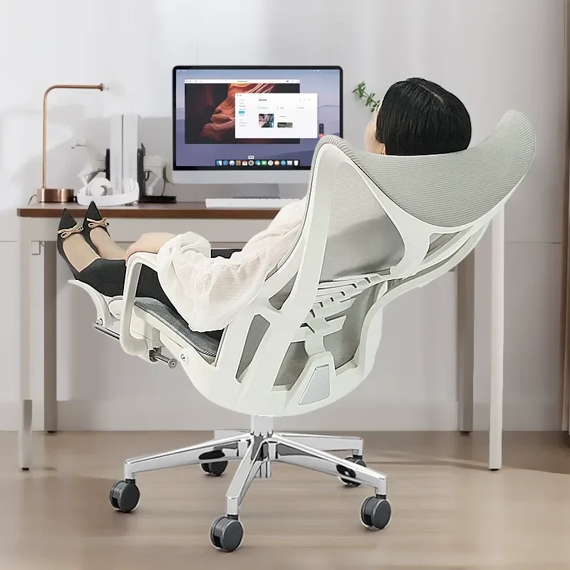 Ergonomic Reclining Office Chair with Pedals – Breathable 3D Lumbar Support, Comfy Lunch Break Desk Chair, Durable for Work/Home