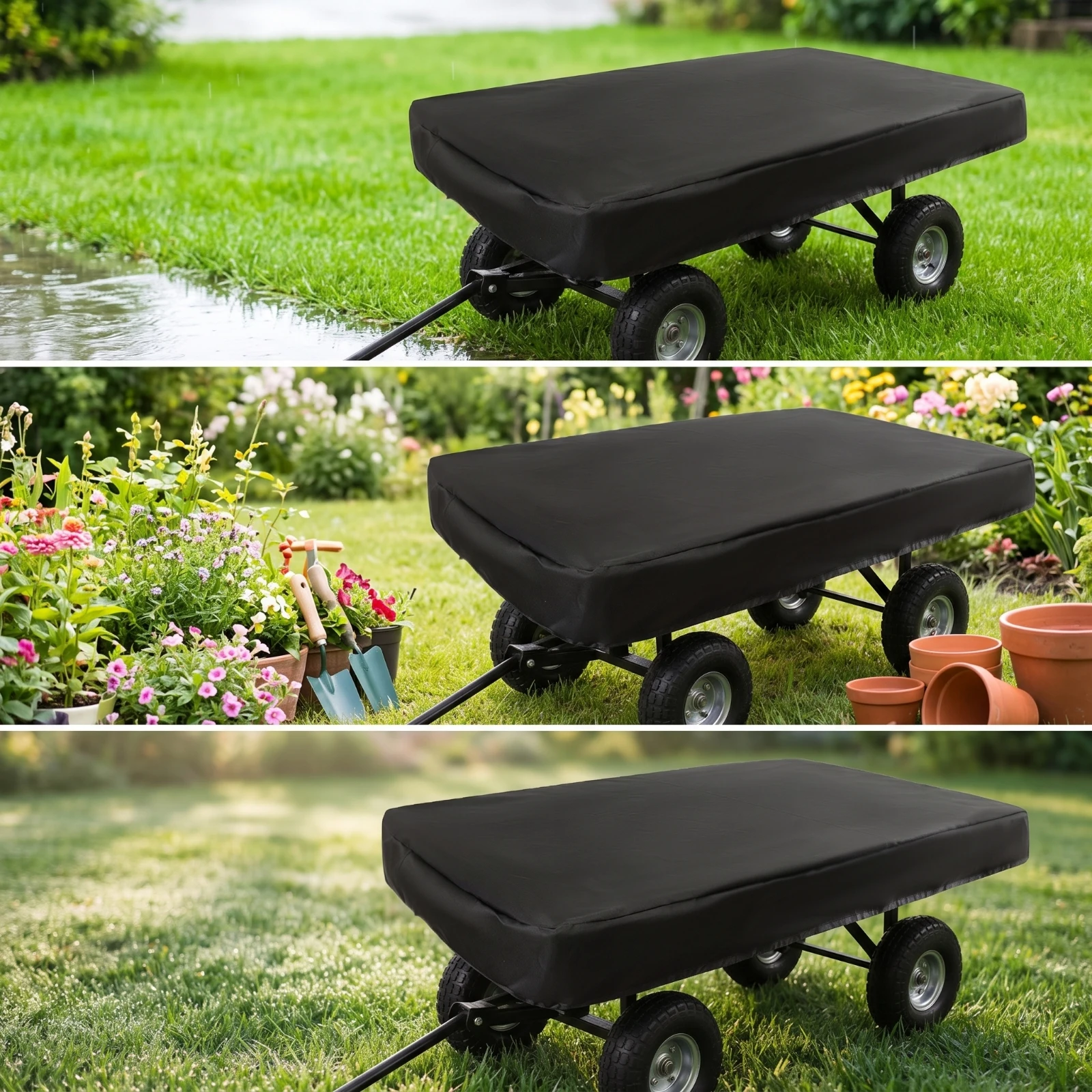Wagon Cart Cover Fitted Utility Wagon Cover Oxford Cloth Sleek for Gardeners, Outdoor Storage, Yard Work