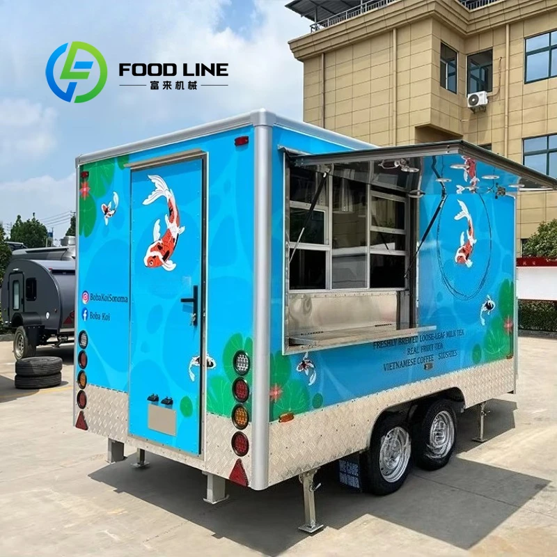 مقطورة شاحنة طعام متنقلة مجهزة بالكامل بالمطبخ الكامل لشريط العصير والقهوة والآيس كريم هوت دوج حسب الطلب #4