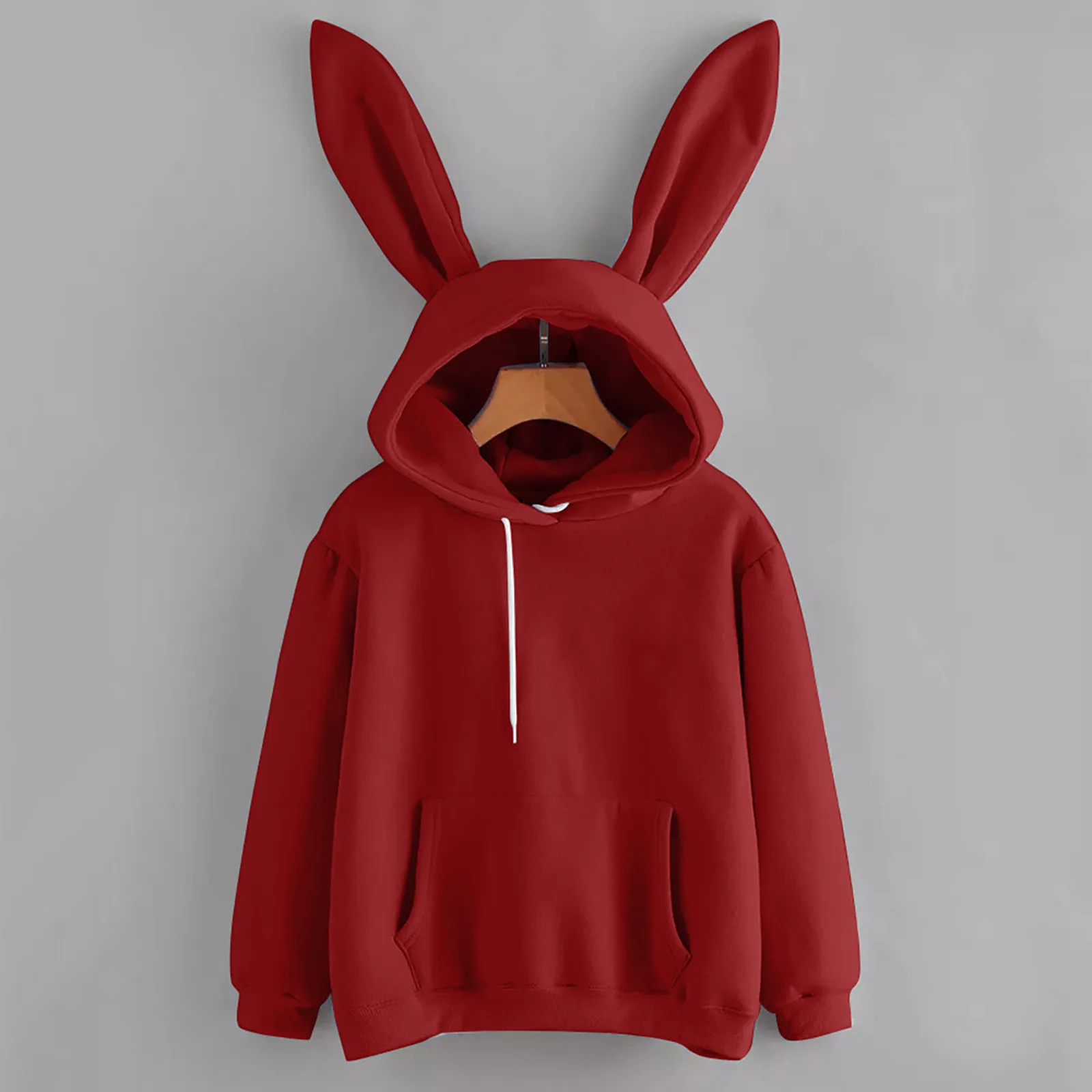 Autumn Winter Hoodies Kawaii Rabbit Ears Fashion Hooded Casual Solid Color Warm Sweatshirt Hoodies For Women y2k top