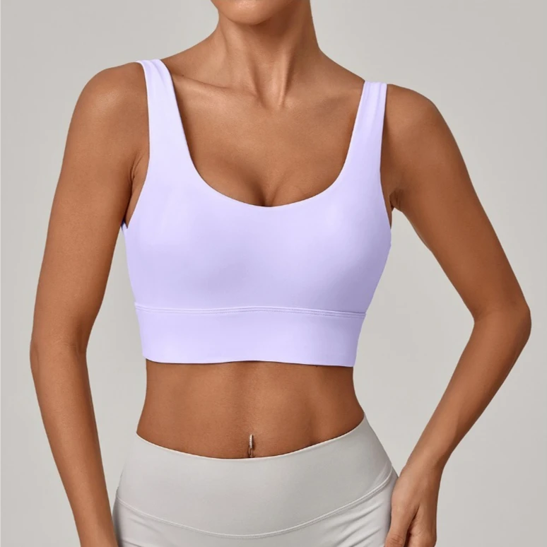 Reggiseno sportivo da yoga ad alto supporto per donna, top da allenamento con schiena scoperta e abbigliamento da palestra fitness da corsa per yoga a fascia larga