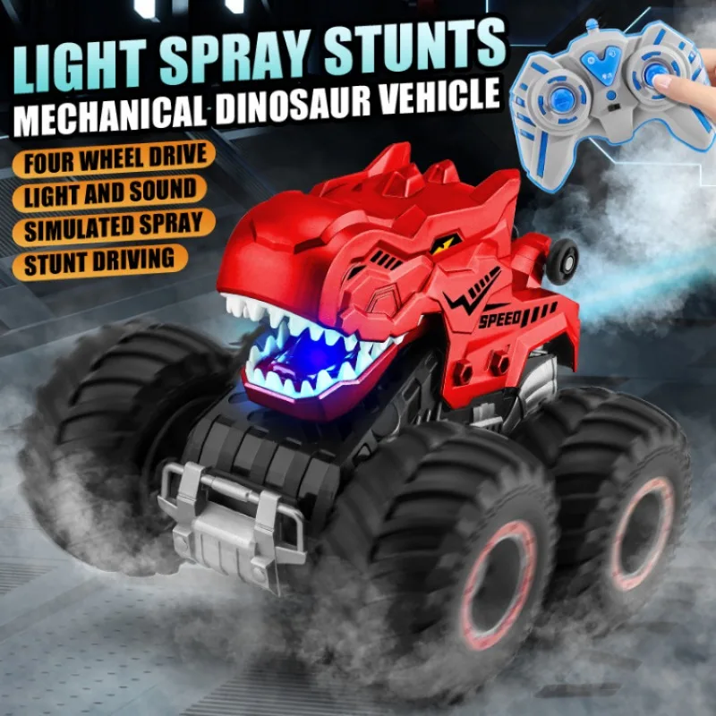 かわいい面白いギフトオフロードクライミングRCカー、2.4G恐竜リモートコントロールカーおもちゃ、ビッグフットおならスプレーRCトラック、子供のおもちゃの車