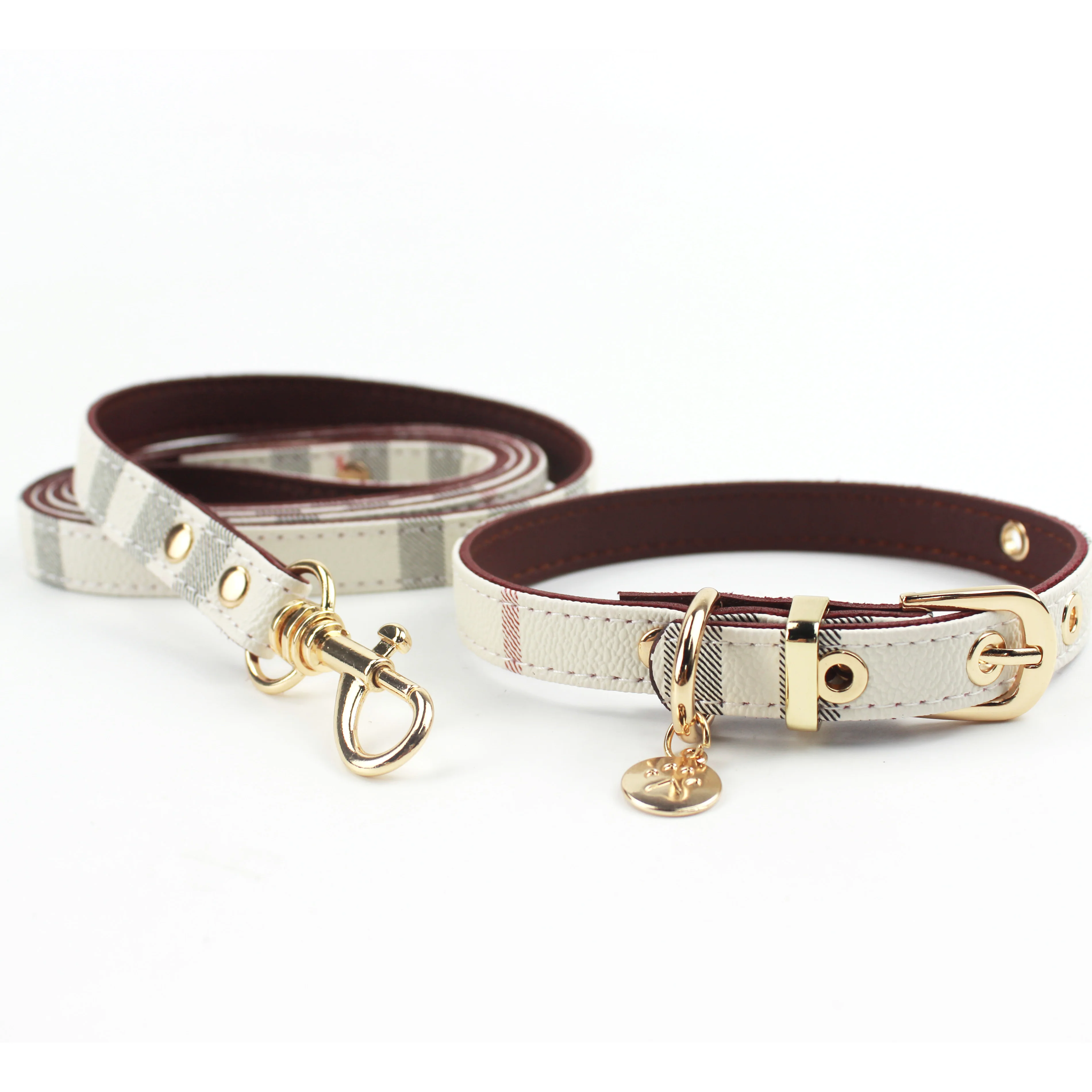 Pet Collar and Leash Set Fashion Leather Adjustable Stripe Collar for Dog Pet Supplies Collars for Medium  Dogs Gift for Puppy