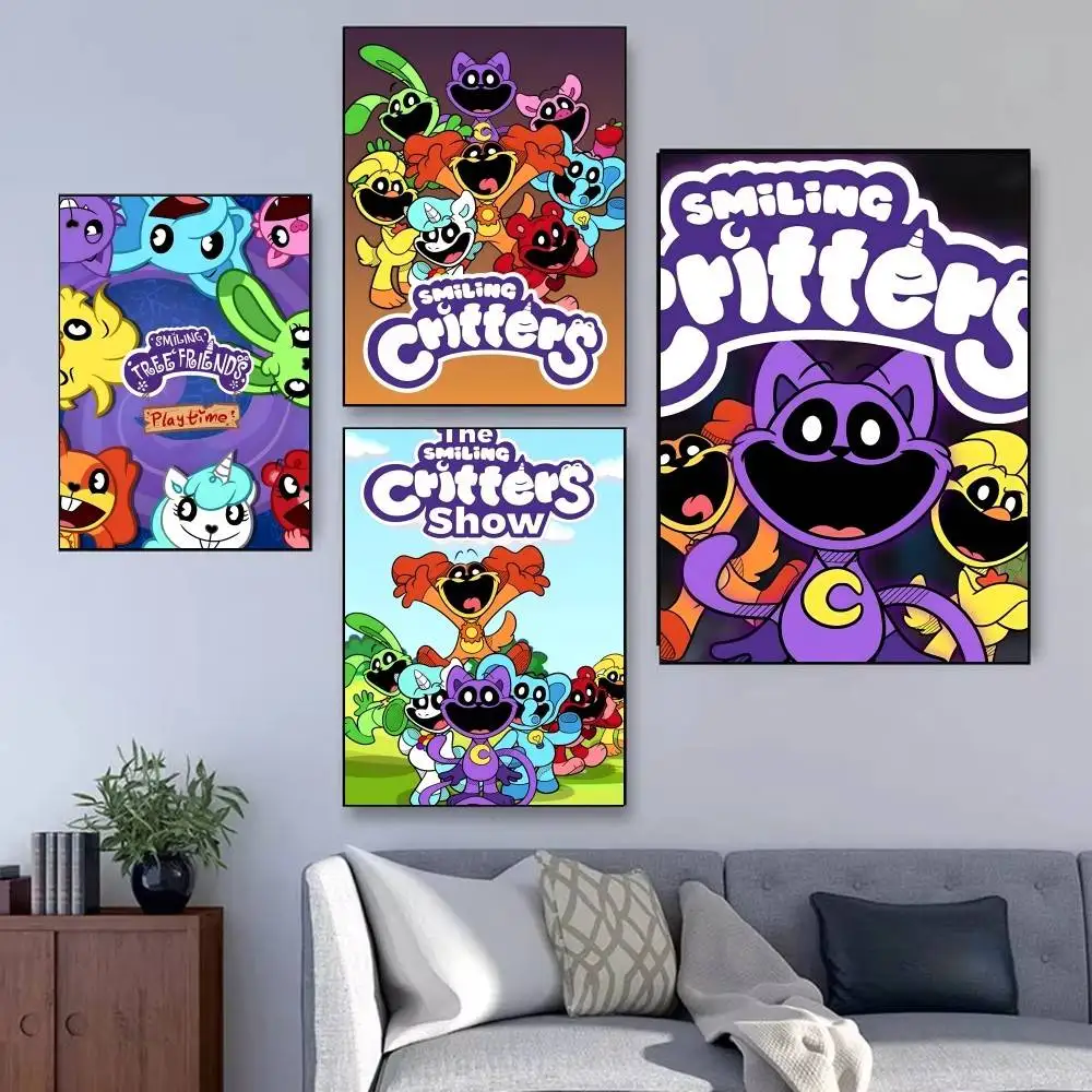 لعبة S-Smiling C-Critters ملصق فني ذاتي اللصق مقاوم للماء ورق ملصق مقهى بار ديكور جدران الغرفة