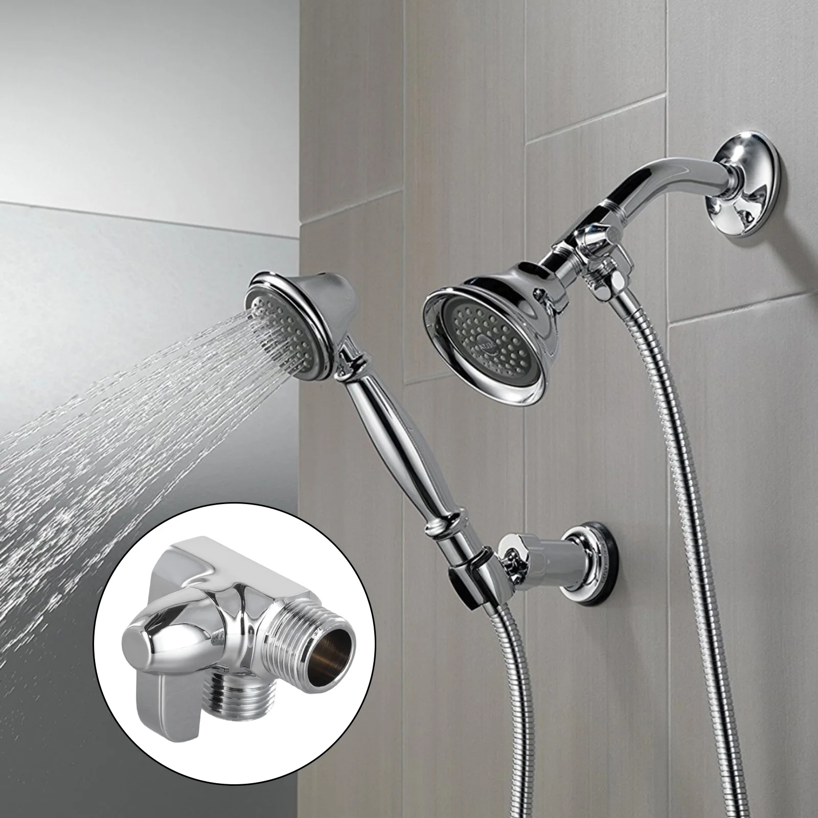 1 X Diverter Valve Plating T Shape Three Way Brass G1/2 Inch Home Plumbing Shower Faucets Faucets Fixtures Practical