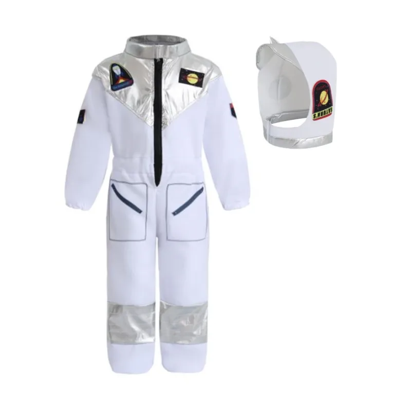 Boy\'s Cartoon Astronaut Cosplay Costume, Halloween Dress Up One-piece Jumpsuit & Hat, Kid\'s Dress Up Outfit For Carnival Party