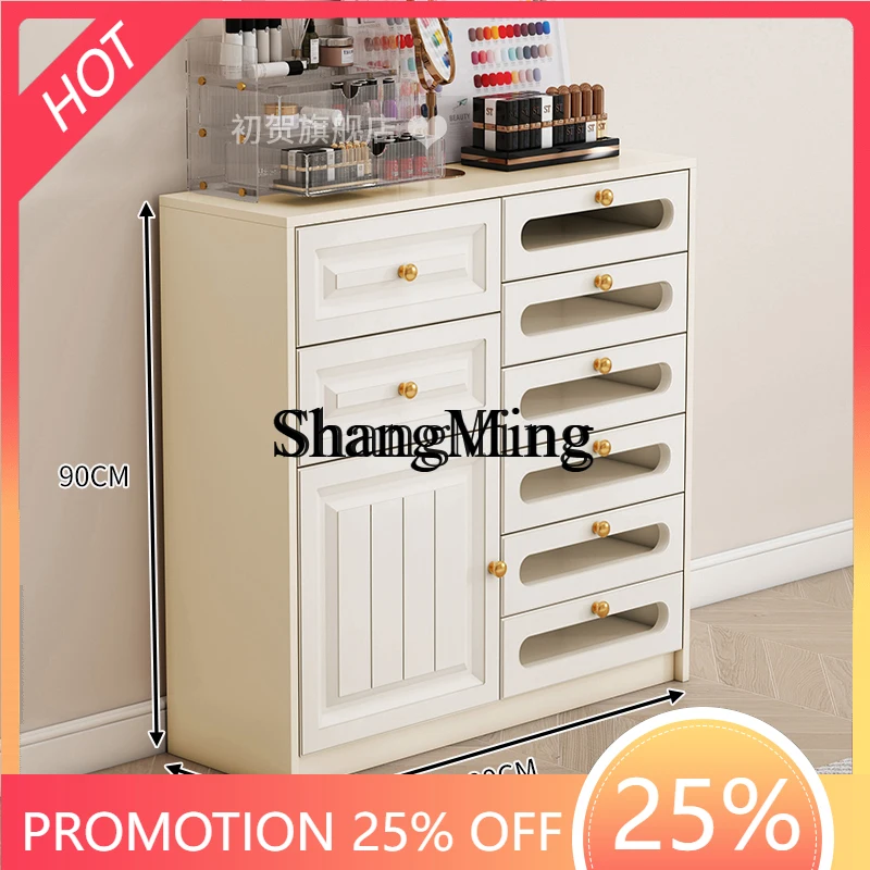 

ZYY Premium Delicate Cream Wind Display Cabinet Nail Polishing Glue Storage Cabinet Nail Polishing Swatch Nail Art Side Cabinet