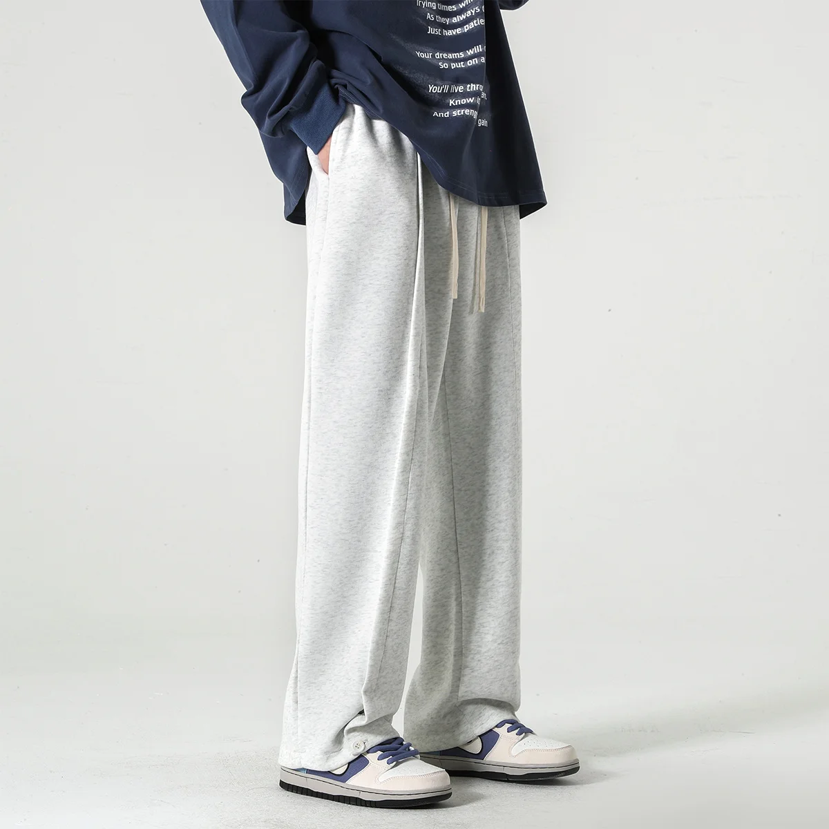 Casual Men's Straight Leg Wide Leg Pants Spring Autumn New Sle Loose Fit Sports Trousers American Trendy Brand Large Size