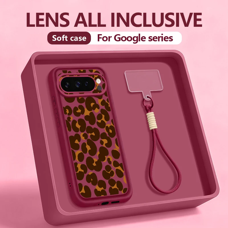 Leopard Cow Printed Phone Case For Google Pixel 10 9 Pro XL 10 9 8 7 Pro 9A 8A Soft Silicone Lanyard Cover For Pixel 7A 8 7 Pro view 6