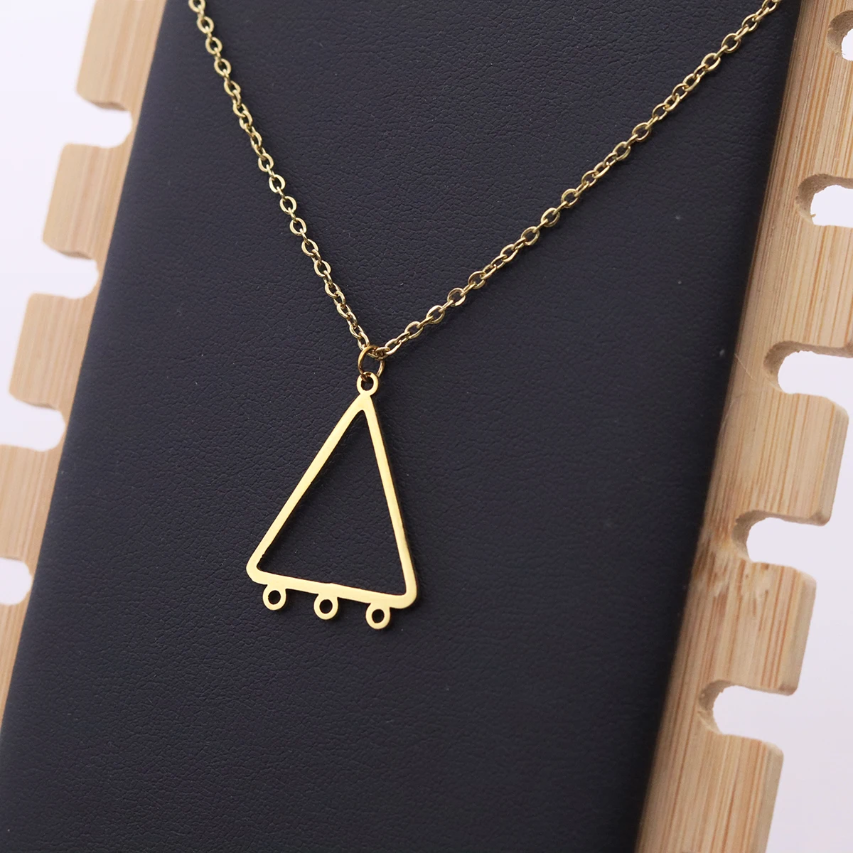 Todorova Triangle Pendant Necklace Three Rings Stainless Steel Chain Streetwear Hip hop Guy Jewelry For Women Necklace