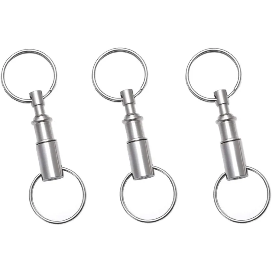 

3 Pack Quick Release Detachable Pull Apart Key Rings KeychainsDouble Spring Split Snap Seperate Chain Lock holder Convenient Ac