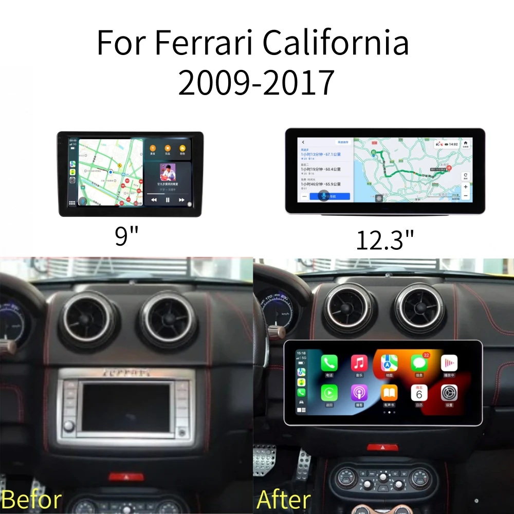 

Автомагнитола Android 14 для Ferrari California 2009-2017: Мультимедийный плеер, GPS-навигация, HD-экран, головное устройство, стереосистема, видео, Carplay