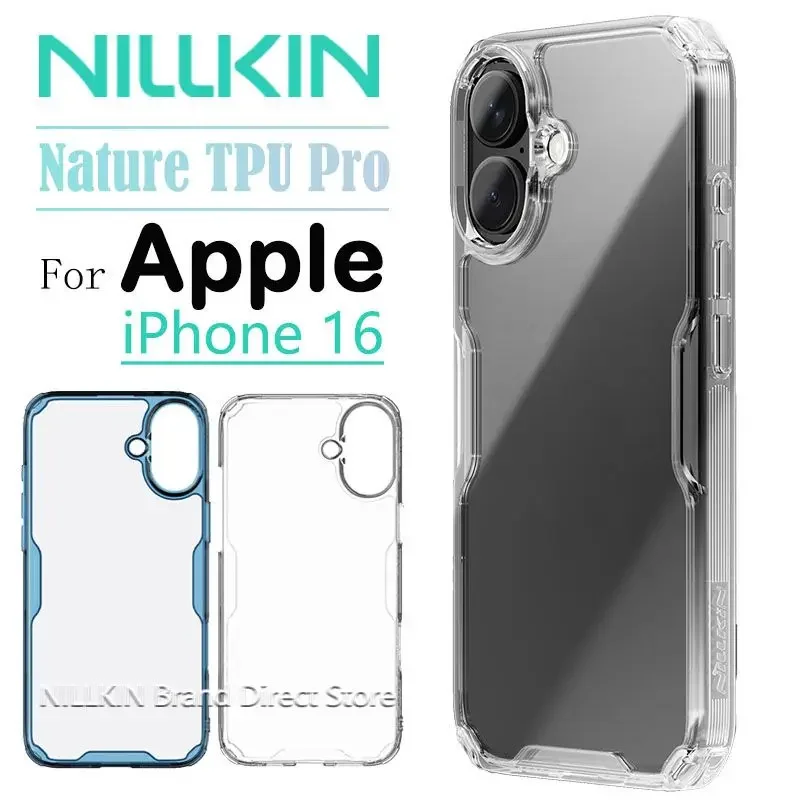 Nillkin Nature TPU Case for iPhone 16, Transparent, Clear, Silicone Back Cover, TPU+PC Airbag, Shockproof, Anti-collision Cases