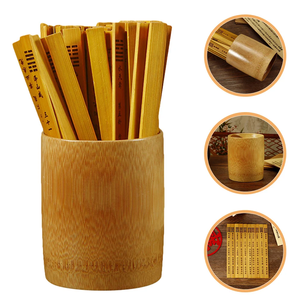1 Set Chinese-Style Divination Sticks Bamboo Bucket Kit For Fortune Telling Game Props Traditional Tool Spiritual Home