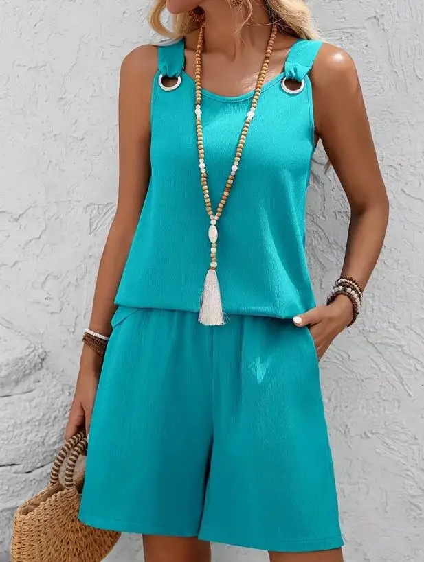 

Womens Summer 2 Piece Outfits Lounge Matching Sets Two Piece Linen Shorts Crop Tops 2026Trendy Clothes VacationSet Shorts Sets