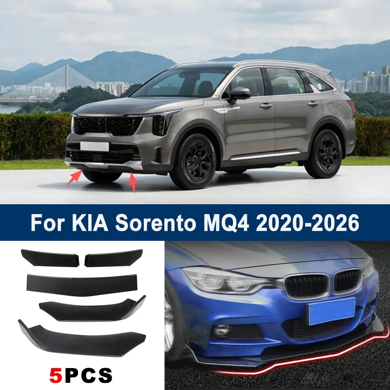 

Adjustable 5Pcs Sectional Front Spoiler Lip For KIA Sorento MQ4 2020-2026 Front Bumper Splitter Car Exterior Sport Body Kit