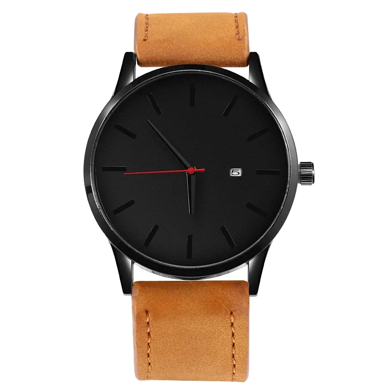 Large Round Dial Men Watch Fashion Sport Watches for Men Calendar Leather Casual Quartz Wristwatches Clock Relojes Hombre Montre