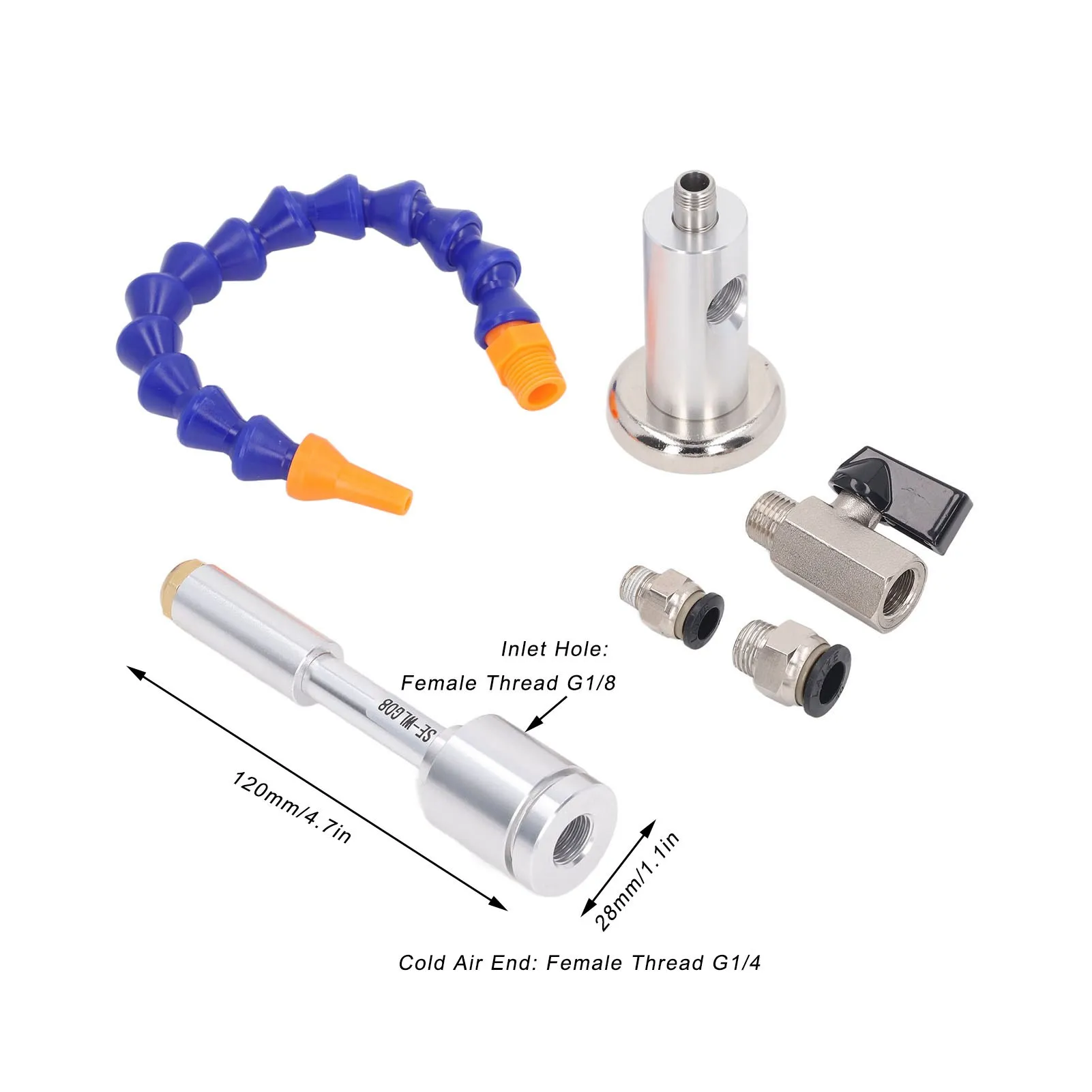 6 Pcs Set Cold Air Dry Cooling Gun 7 Bar 520BTU Aluminum Alloy Flexible Vortex Tube Cold Air Gun - view 6