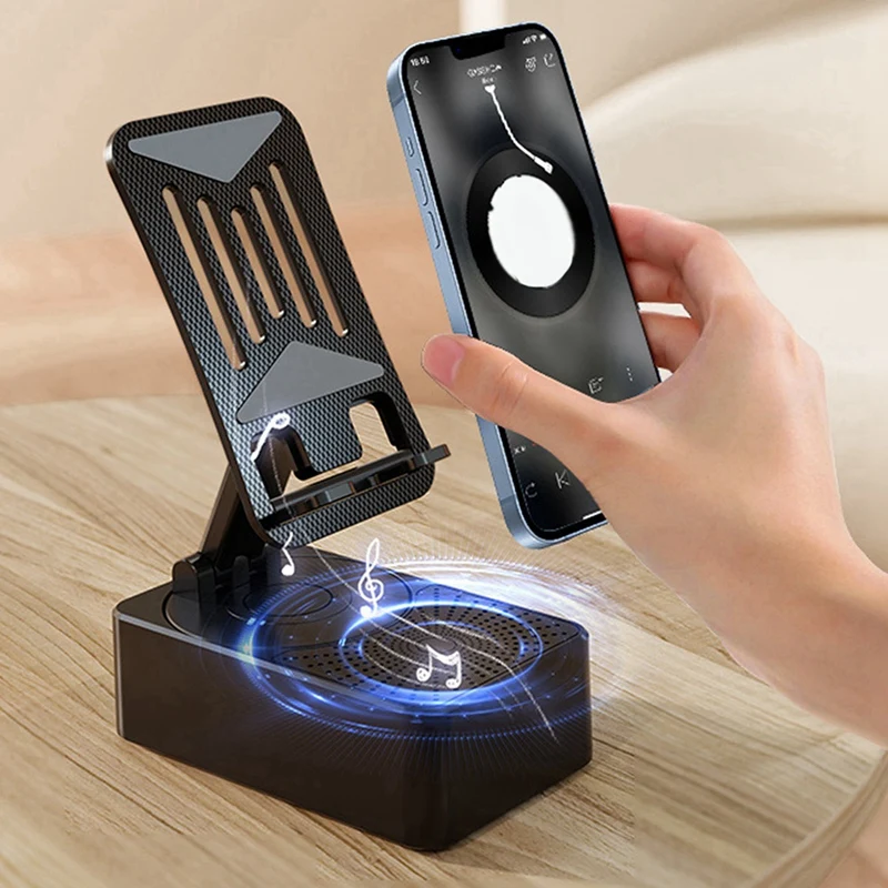 2-In-1 Cell Phone Stand With Wireless Bluetooth Speaker, Foldable Bluetooth Audio Bracket For Home Office