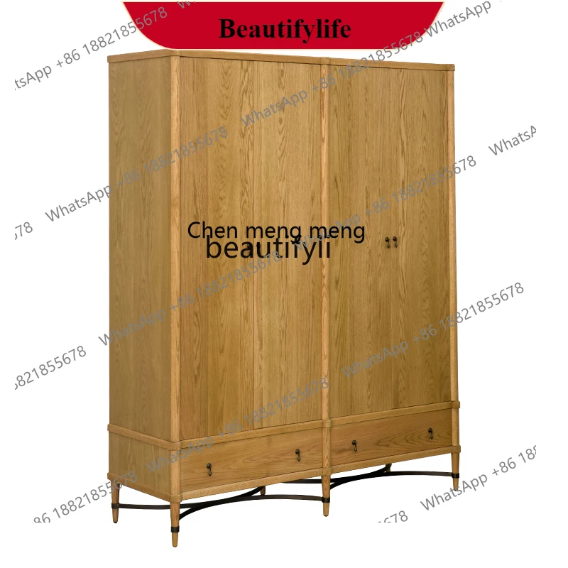

G153 American rural pastoral style solid wood door wardrobe bedroom multi-functional cabinet, four-door wardrobe