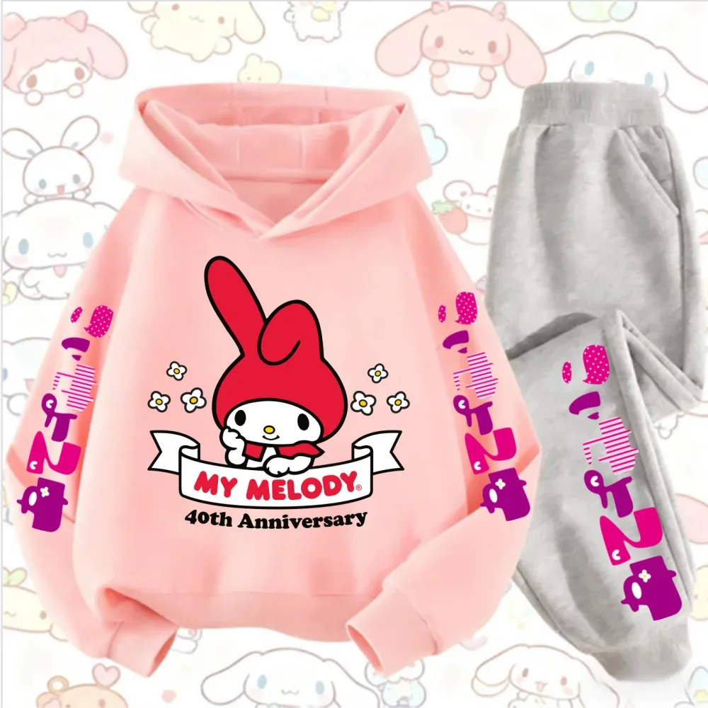 ميلودي كارتون الأطفال مقنعين البلوز + السراويل قطعتين مجموعة صبي فتاة الخريف الشتاء اليومية في الهواء الطلق عطلة الدافئة لينة ملابس رياضية
