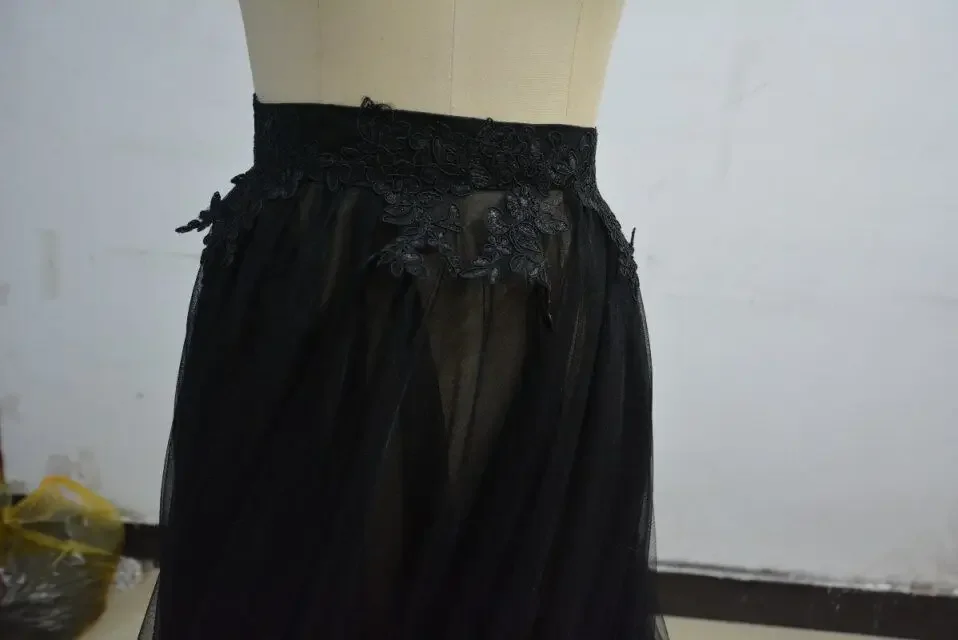 Rok panjang renda tipis Tulle rok panjang rok pengantin hitam Tulle/rok pernikahan hitam ukuran khusus