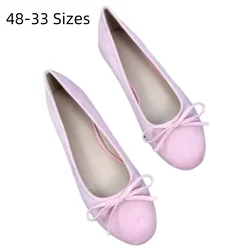 Female Flock Yellow Pikish Ballet Flats Dressing Shoes For Girls Round Toe Knot Cute Slip-On For Narrow And Wide Feet 32-48 21cm