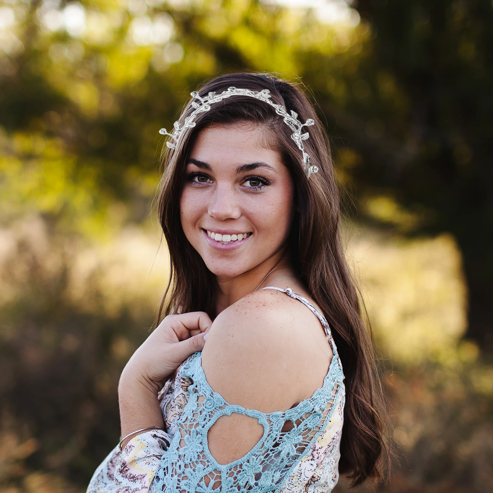 

Retro Diamond-set Headband Bridal Tiara Crown Hair Hoop Accessories Girls Goddess Alloy Rhinestone Wedding Party Metal Leaf