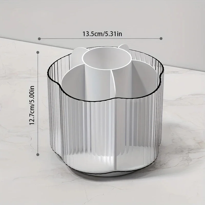 360 °   หมุนผู้ถือแปรงแต่งหน้าที่ถอดออกได้ 6 กริดกล่องเก็บเครื่องสําอางรอบ Revolving แปรงแต่งหน้าเครื่องมือกล่อง