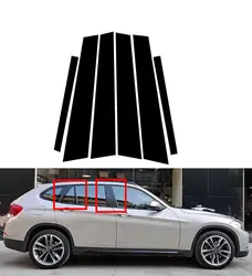 6PCS Gloss Black Pillar Posts Fit For BMW X1 E84 2010 2011 2012 2013-2015 Window Cover B C Column Stickers Side Door Panel Trim