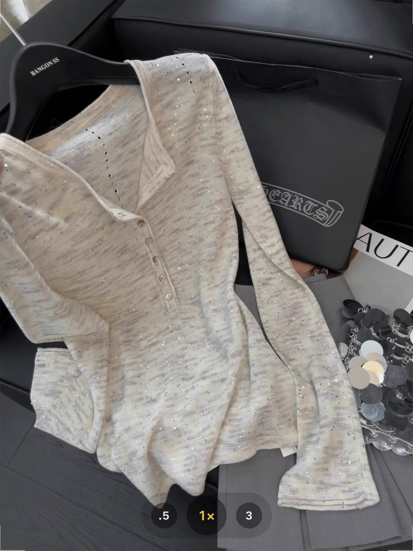 

Элегантный простой шерстяной трикотаж, женский облегающий универсальный повседневный стиль, осенний удобный свитер с длинными рукавами и блестками, топ F375